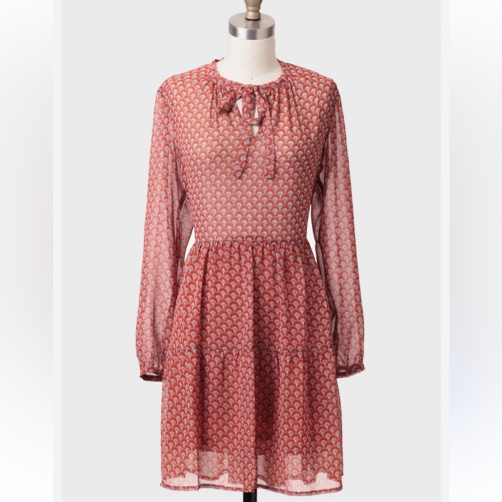 Piko 1988 Rust and White Patterned Dress size medium